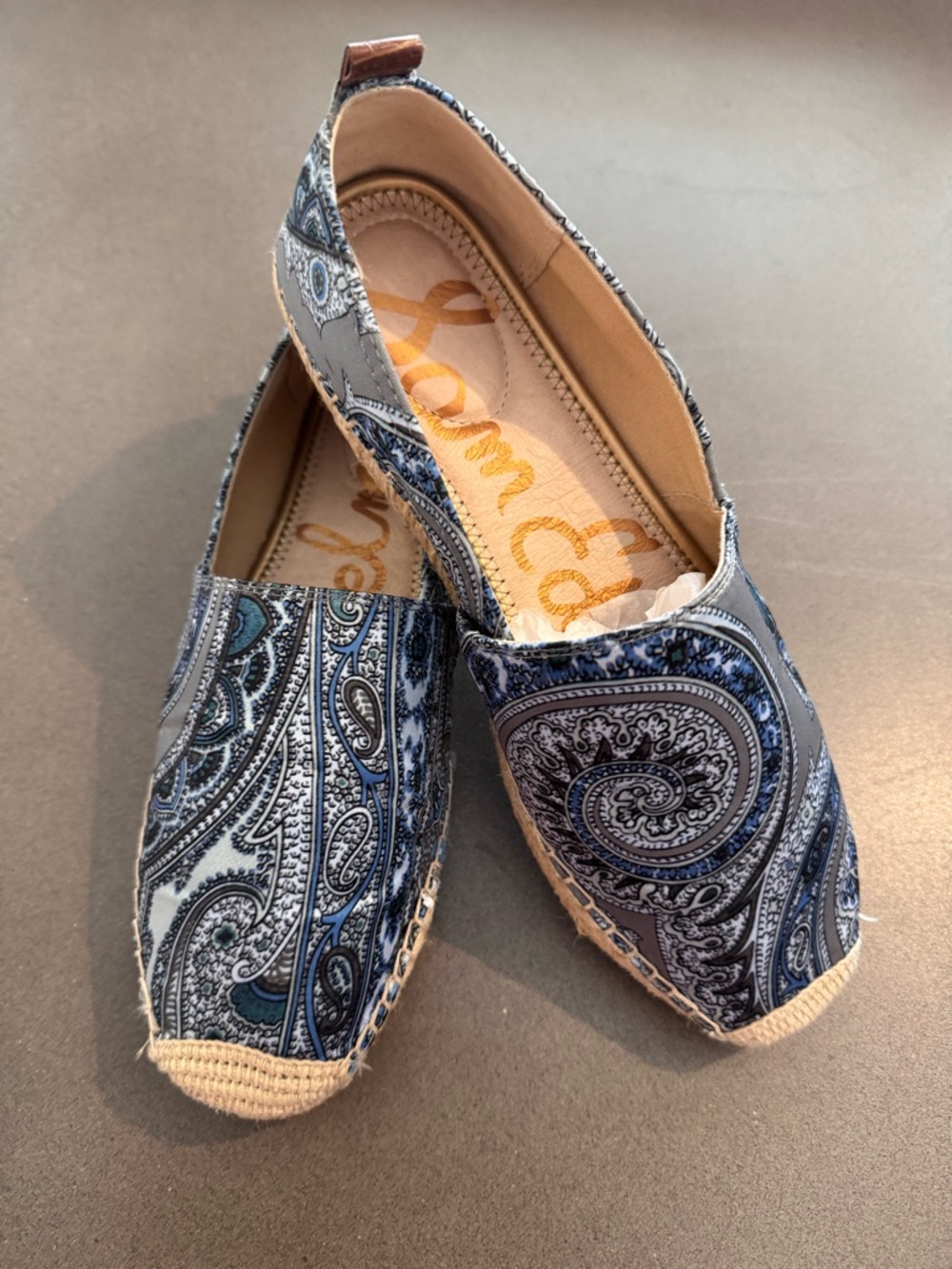Sam Edelman Blue Paisley Espadrille Slip-Ons